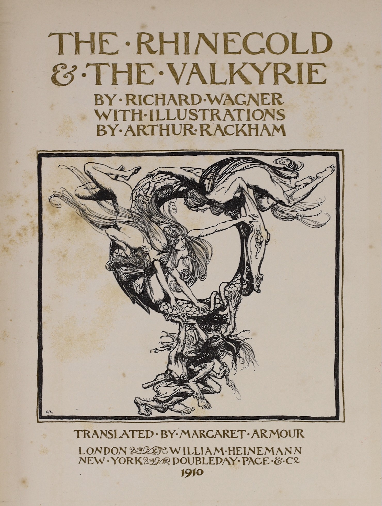 Arthur Rackham - 4 works illustrated by Arthur Rackham - Ingoldsby, Thomas - The Ingoldsby Legends: Mirth and Marvels, 4to, half red morocco gilt, with 24 tipped-in colour plates, London and New York, 1907; Swinburne, Al